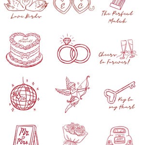 Fine Line- Red, Custom, Thin Line, Temporary Tattoo Wedding- Very Simple