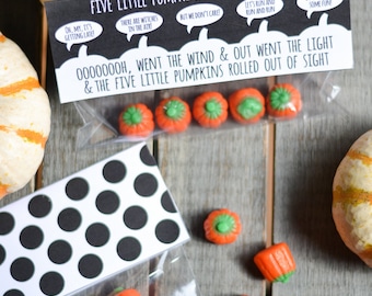 Five Little Pumpkins Sitting On a Gate Bag Topper