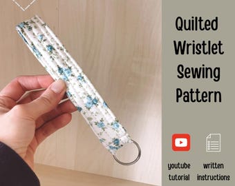Patrón de llavero acolchado - Patrón de costura para llavero de muñeca - Patrón de costura para pulsera acolchada - Patrón de costura en PDF para pulsera