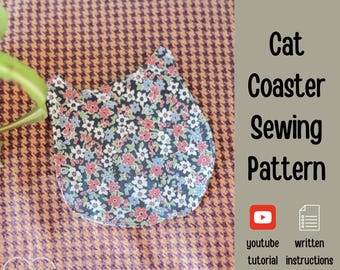 DIY Coaster - Easy Coaster Sewing Pattern - Cat Coaster PDF Pattern - DIY Halloween Decor - Beginner Sewing Pattern - Home Decor Sewing Pat