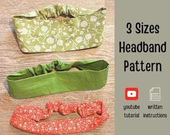 Headband Bundle Sewing Pattern - Narrow, Wide Headband Pattern - Headband Tutorial - Headband Scrunchy Back - Beginner Headband Template PDF