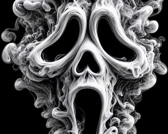 Smoky Ghost Skull PNG: Gothic Horror Art (Digital Download)