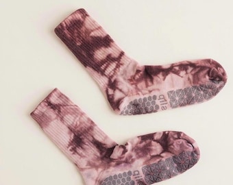 Arché Dusty Mauve Tie Dye Grip Socks | Boho Pilates Barre Yoga Lagree