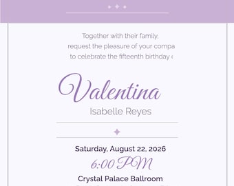 Sweet 16 Invitation Template Editable, Quinceanera Invite Printable, 16th Birthday Party Invite, Elegant Sweet Sixteen Digital Download