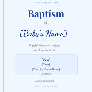 Baptism Invitation Template Editable, Christening Invite Printable Baby Religious Ceremony Digital image 2