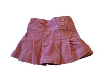 Falda pantalón plisada de pana rosa Kiks para niñas pequeñas, talla 18 M, de algodón, con botones delanteros, estilo vintage.