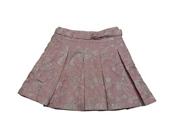 Mary-Kate and Ashley Y2K Vintage Pink Silver Floral Pleated Skirt Girls 12