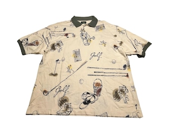 Polo de pana Dockers Golf para hombre, talla XL, estampado vintage, color verde crema.