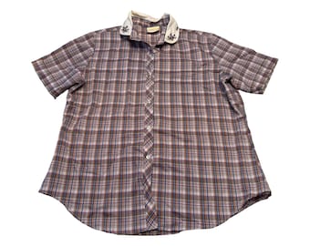 Camisa vintage de manga corta a cuadros Oak Hill con bordado floral y cuello Peter Pan 18