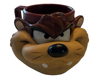 Taza de plástico 3D con el personaje Taz, el demonio de Tasmania, de Looney Tunes, de 1993, de Warner Bros.