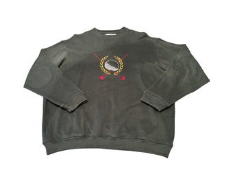 Grand Slam-sweater heren bosgroen golf geborduurde elleboogpatch groot