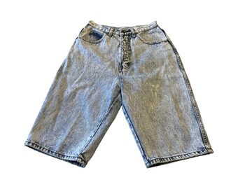 Pantalones cortos vaqueros vintage Nuovo para mujer, bordados florales, lavado ácido, talla 7