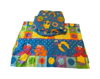 Vintage Sesame Street Twin Sheet Set Elmo Big Bird Cookie Monster Franco 2pc