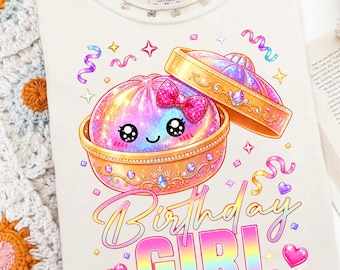 Birthday Girl Png, Kawaii Dumpling Png, Anime Birthday Party Png, Glitter Birthday Shirt Png, Girls Party Png, Sublimation Digital Download