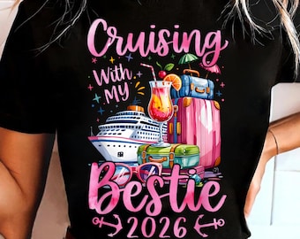 Crucero con mi mejor amiga 2026 PNG, Viaje de crucero con mejores amigas PNG, Diseño de vacaciones en crucero para chicas, Camiseta de crucero a juego para amigas PNG