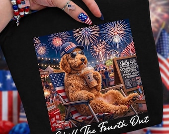 Chill The Fourth Out png, Goldendoodle Coffee png, 4 juli Festival png, Doodle 4 juli png, Goldendoodle fyrverkerier png