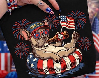 Bulldog francés EE. UU. 250 Png, Frenchie 4 de julio Png, Perro EE. UU. 250 Png, Carroza patriótica de Frenchie Png, Frenchie Cerveza 4 de julio