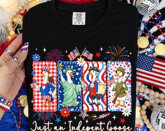 Un ganso independiente PNG, divertido diseño de camiseta de ganso para el 4 de julio, ganso patriótico de EE. UU., sublimación del Día de la Independencia