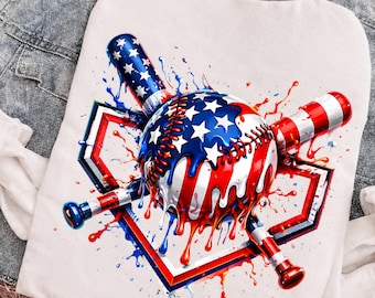 Béisbol patriótico PNG, Béisbol del 4 de julio PNG, Béisbol de EE. UU. con efecto goteo PNG, Béisbol con bandera estadounidense PNG, Béisbol del 4 de julio PNG