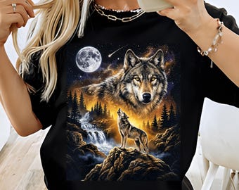 Wolf Howling Moon Png, Wolf Forest Png, Wildlife Art Png, Native Wolf Png, Mens Wolf Shirt Png, Nature Lover Png, Wolf Sublimation Png
