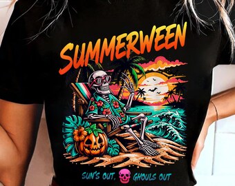 Summerween Png, Suns Out Ghouls Out Png, Skeleton Beach Png, Halloween Summer Png, Funny Skeleton Shirt Png