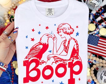 Águila Boop PNG SVG, PNG SVG patriótico divertido, Chica águila vintage SVG PNG, SVG patriótico retro, Mujeres PNG SVG del 4 de julio