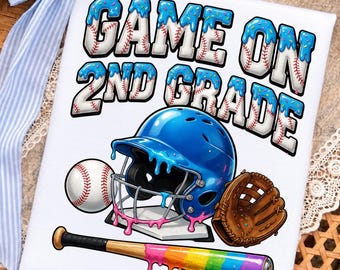 Game On 2nd Grade Png, Baseball Drip Png, Back To School Sports Png, Ice Cream Baseball Png, Boys Second Grade Png