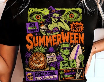Immagine PNG di Summerween per sublimazione, maglietta da spiaggia di Halloween con fantasmi sexy per l'estate (DTF), immagine PNG di una strega estiva spettrale, file PNG di Halloween a luglio