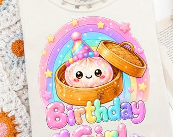 Birthday Girl Png, Kawaii Dumpling Png, Cute Anime Birthday Png, Rainbow Birthday Shirt Png, Girls Party Png, Sublimation Digital Download