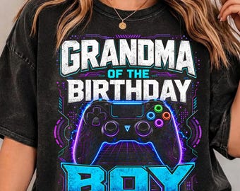 Grandma of the Birthday Boy Png, Gamer Birthday Png, Video Game Party Family Shirt Png, Matching Gaming Birthday Grandma Shirt Design