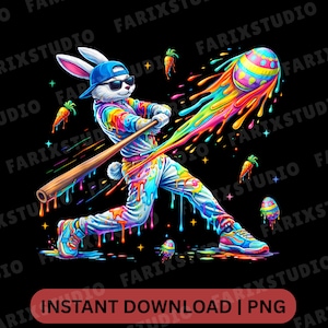 Béisbol de Pascua PNG, Béisbol de Conejo PNG, Conejo Goteando PNG, Camiseta Divertida de Pascua PNG, Diseño de Conejo de Béisbol, Béisbol de Pascua para Niños