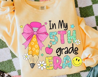 In My 5th Grade Era Png, Fifth Grade Era Png, Groovy School Png, Coquette Pencil Png, 5th Grade Png, Back To School Png