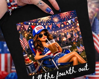 Chill The Fourth Out Png, Patriotic Girl Png, Funny 4th Of July Woman Png, USA Cap Girl Png, Fireworks Party Png, July 4nt Png