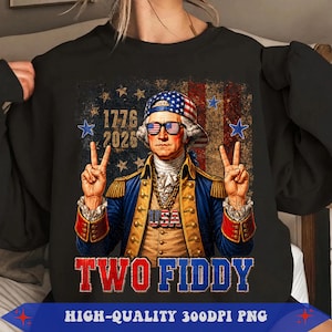 Två Fiddy-png, rolig George Washington-png, Amerika 250-png, 1776 2026-png, grundare-png, USA:s 250-årsjubileum-png