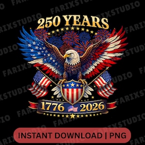 アメリカ建国250周年png、1776-2026シャツpng、アメリカ250周年png、2026年7月4日png、愛国的な鷲png、アメリカ建国記念日シャツ