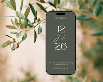 Save the Date | Bruiloft | Minimalistisch | Digitaal - Olive