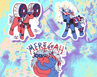 Water Balloon x Firework Unicorns = Love In The USA Holographic Stickers!