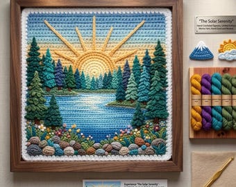 3D Crochet Landscape Pattern - Sunset Lake Wall Art Tutorial