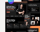 Canva Website Template, Black Modern Minimal Design, Digital Marketing One Page, Landing Page for Coaches