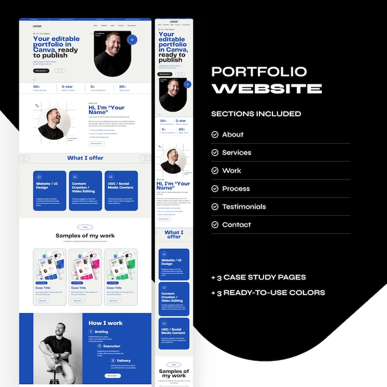 Canva Portfolio Website Template | Blue Modern Minimal Design ...