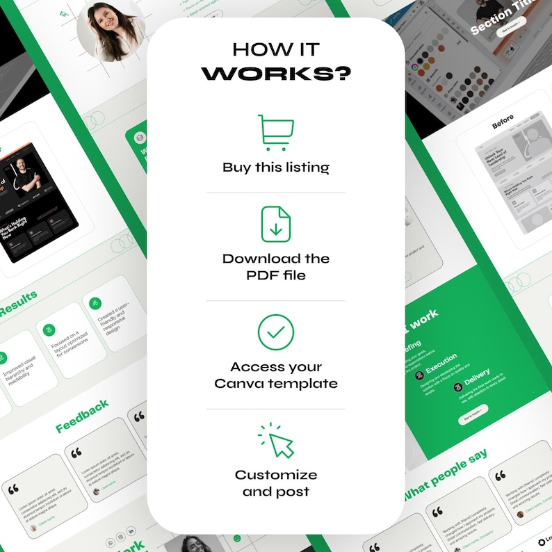 Sjabloon Canva-portfoliowebsite | Groen modern minimaal ontwerp | Persoonlijke merkwebsite | Volledig bewerkbaar + 3 kleuropties afbeelding 9