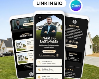 Real Estate Link In Bio Canva Template | Realtor Mini Website (Digital Business Card)