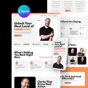 Canva Website Template, Modern Minimal Design, Digital Marketing One Page, Landing Page for Coaches