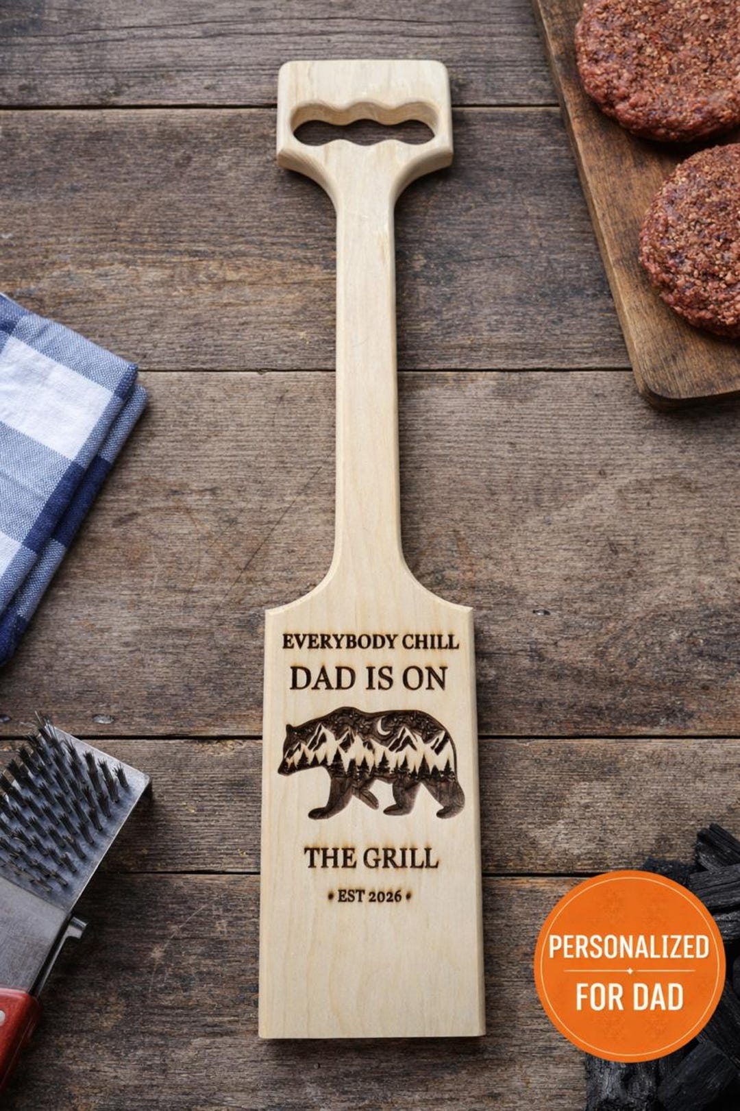 Personalized Wooden BBQ Grill Scraper With Bottle Opener - Etsy
