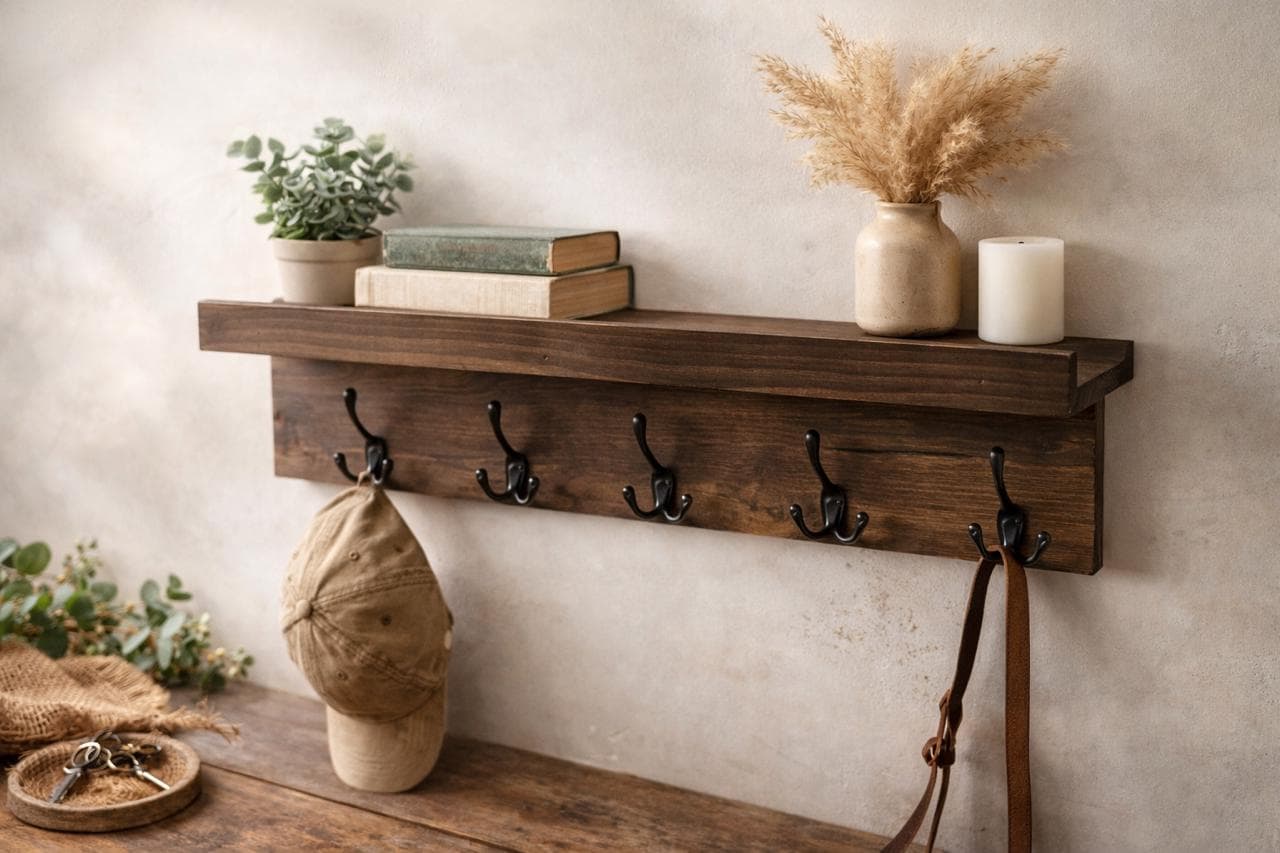 Rustic Coat Rack With Shelf - Etsy
