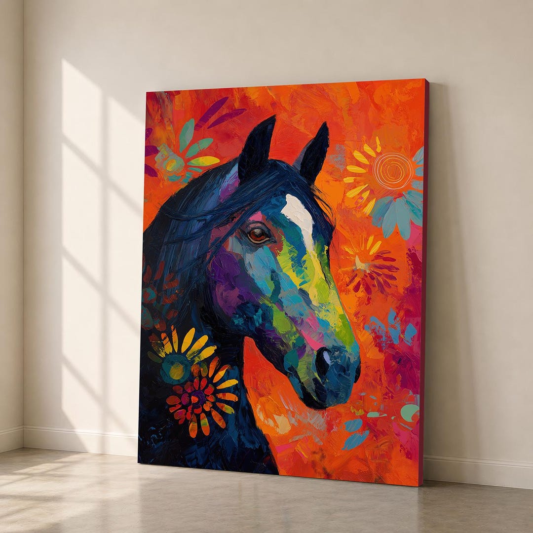 Colorful Horse Portrait Canvas Wall Art - Etsy