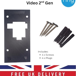 Ringビデオドアベル第2世代用交換マウントプレートブラケット｜3Dプリント固定キット｜ネジと壁プラグ付属｜スマートホームアクセサリー