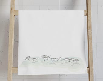 Shore Birds Hand Towel | Pastel Beach Accent | Quick-Dry Cotton Blend Tea Towel