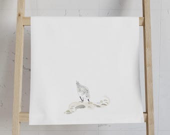 Toalla de mano Sandpiper Shell / Toalla de invitados absorbente con detalles para la cocina junto al mar