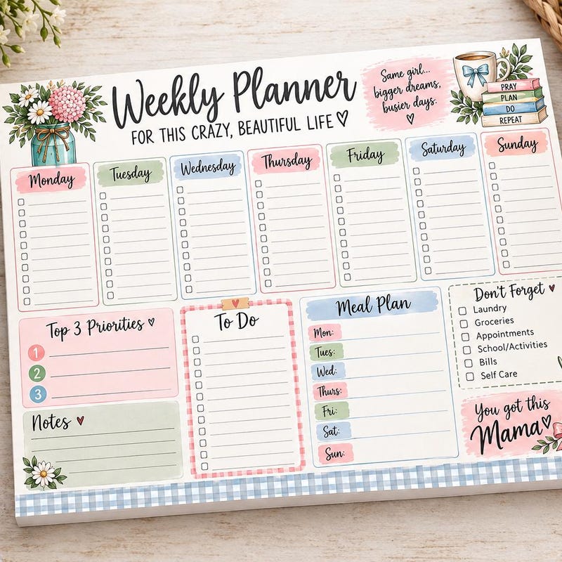Weekly Notepad Printables - Etsy